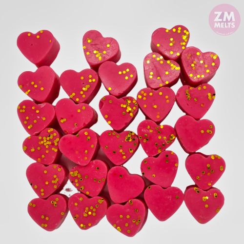 Strawberry Daiquiri Mini Love Hearts With Gold Glitter